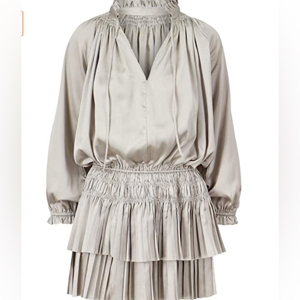 bishop + young Silver Dom Long Sleeve Tiered Dress